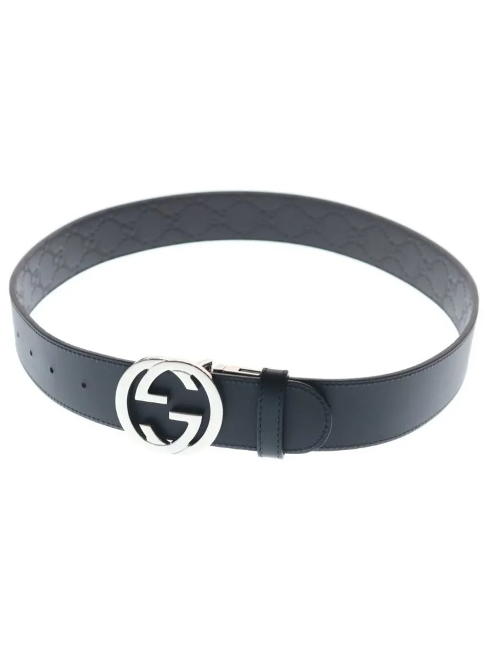 Gucci Interlocking Leather Belt Brown Silver